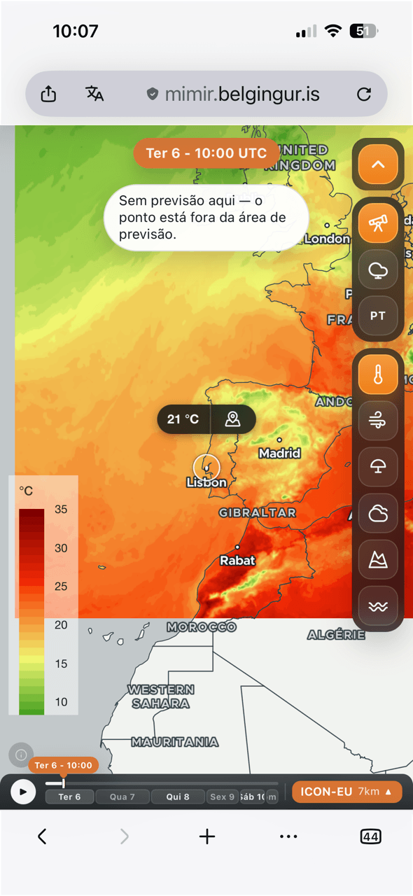 Tela de celular com o mapa, a mira e o ícone de localização